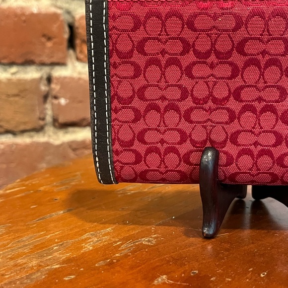 Coach Red Signature Soho Buckle Wallet Rare Colorway Leather Trim Vintage Y2K - Picture 8 of 16